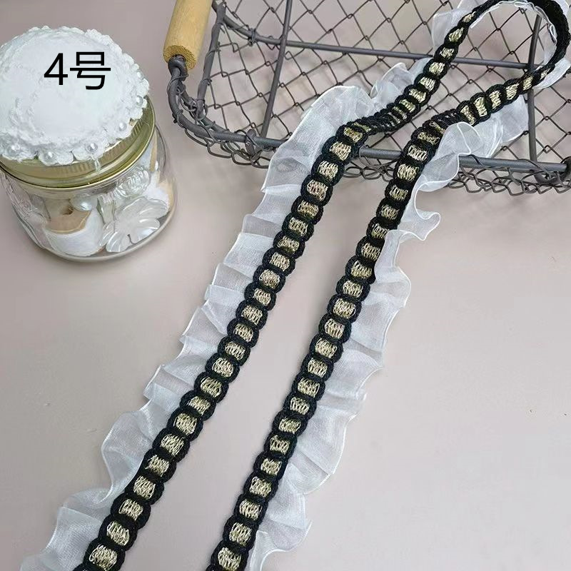 3cm Wide Classic Style Yarn Strip Beige Pleated Lace Accessories Cuff Collar Doll Clothes Lolita Style Decoration