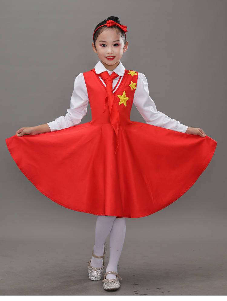 红歌儿童合唱演出服中小学生诗歌朗诵红星闪闪舞蹈表演服批发