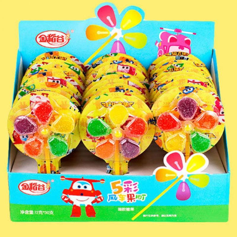 风车糖批发金稻谷大小12g*30支盒装大棒棒旋转大风车软糖果现货