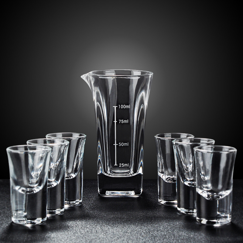 天圆地方水晶玻璃特厚底四方小白酒杯 烈酒杯 15毫升烧酒杯子弹杯