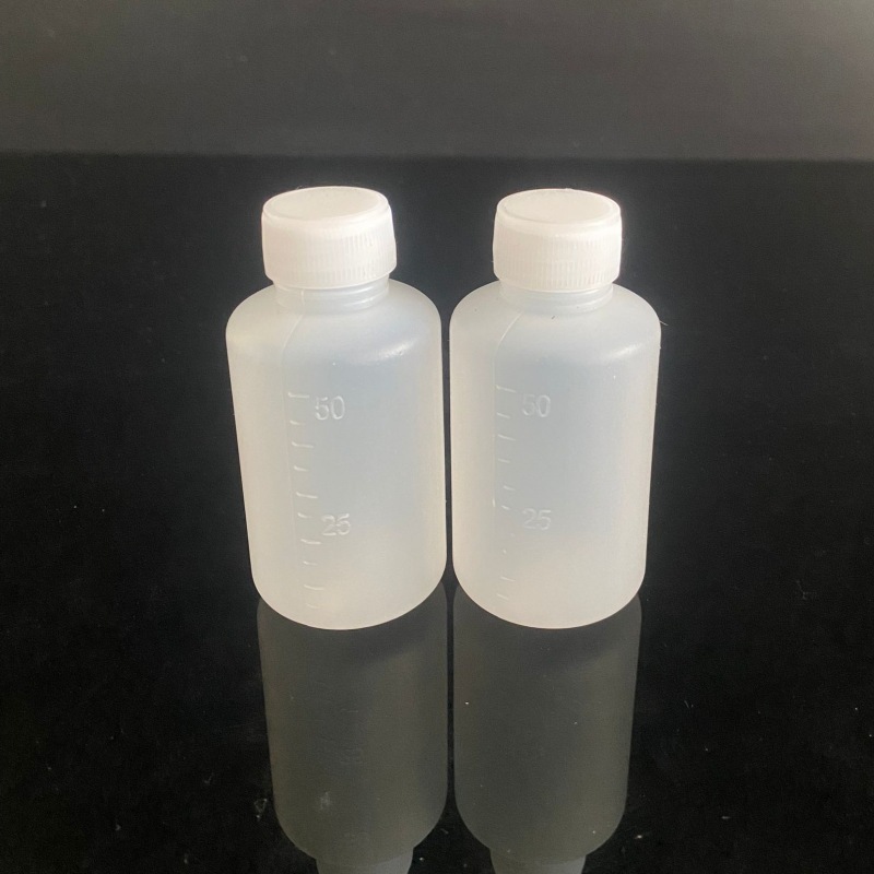 现货50ml毫升塑料瓶液体水剂分装瓶pe半透明瓶子液体包装刻度带盖