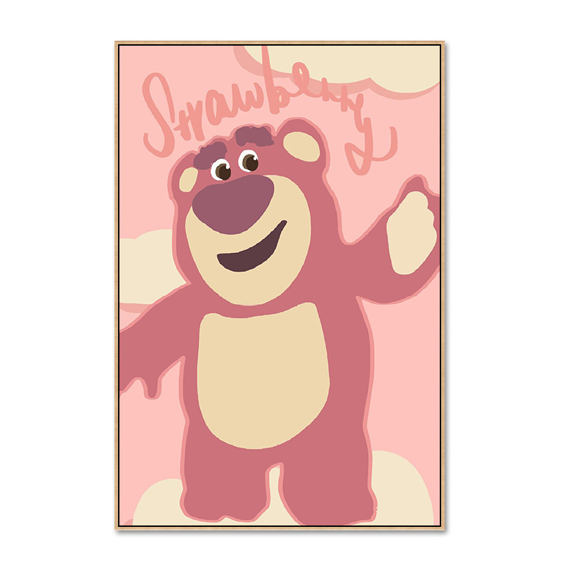 卡通草莓熊lotso玩具总动员动画片diy数字油彩画手绘填色装饰画