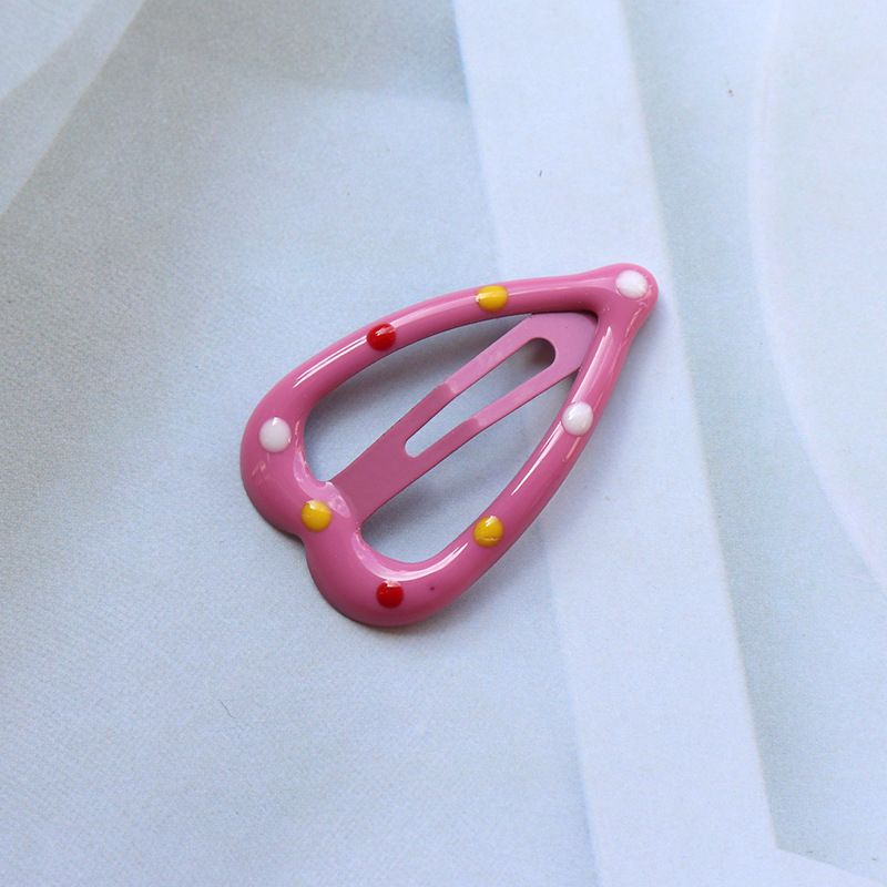 Candy Color Love Heart-Shaped Hairpin Cute Polka Dot Heart-Shaped BB Clip Ins Hairpin 3cm Children Baby Bangs Hair Clip for Broken Hair