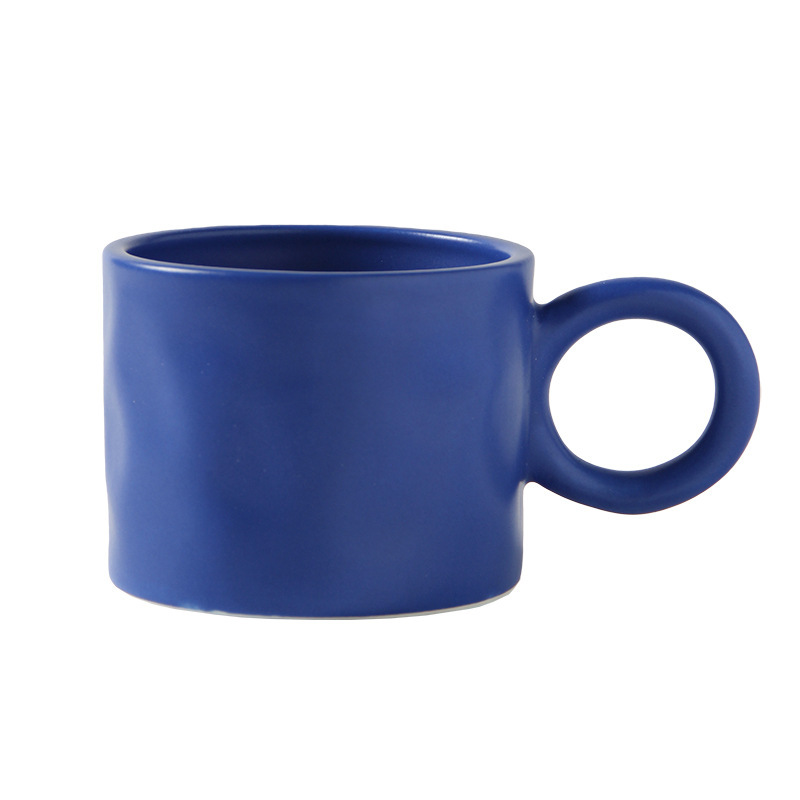 Nordic Klein Blue Milk Hand-Pinching Irregular Big Ears Ceramic Ins Couple Coffee Net Red Mug