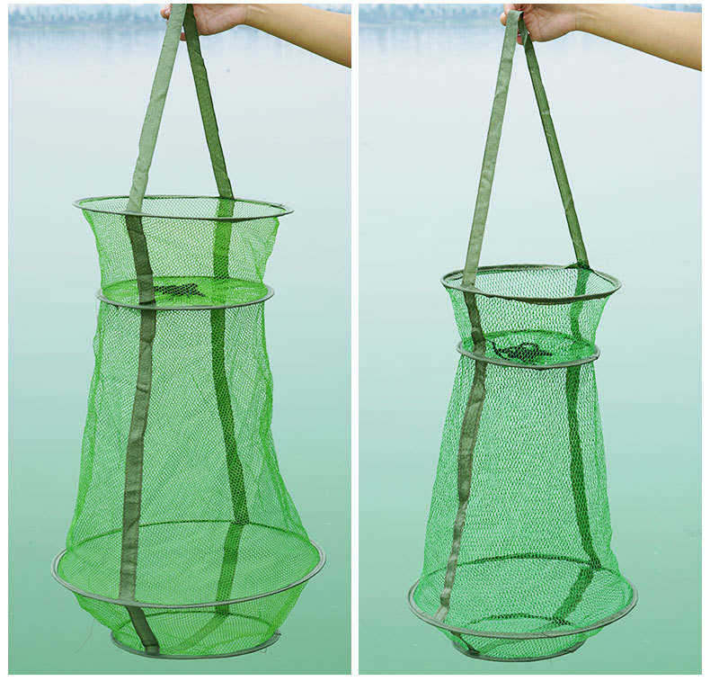 厂家批发大中小号尼龙涂胶小鱼篓 涂胶大肚鱼兜 简易小鱼护