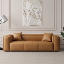北欧现代真皮简约意式三人双人直排设计师沙发样板房别墅区沙发