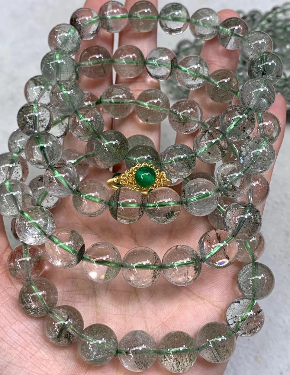 满天星绿幽灵手链晶体通透饱满成色漂亮无红皮表面光滑一手批发