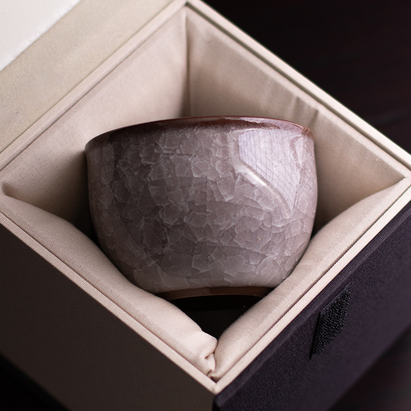 哥窑冰裂纹品茗杯青瓷主人杯个人专用泡茶杯功夫茶具建盏礼品批发