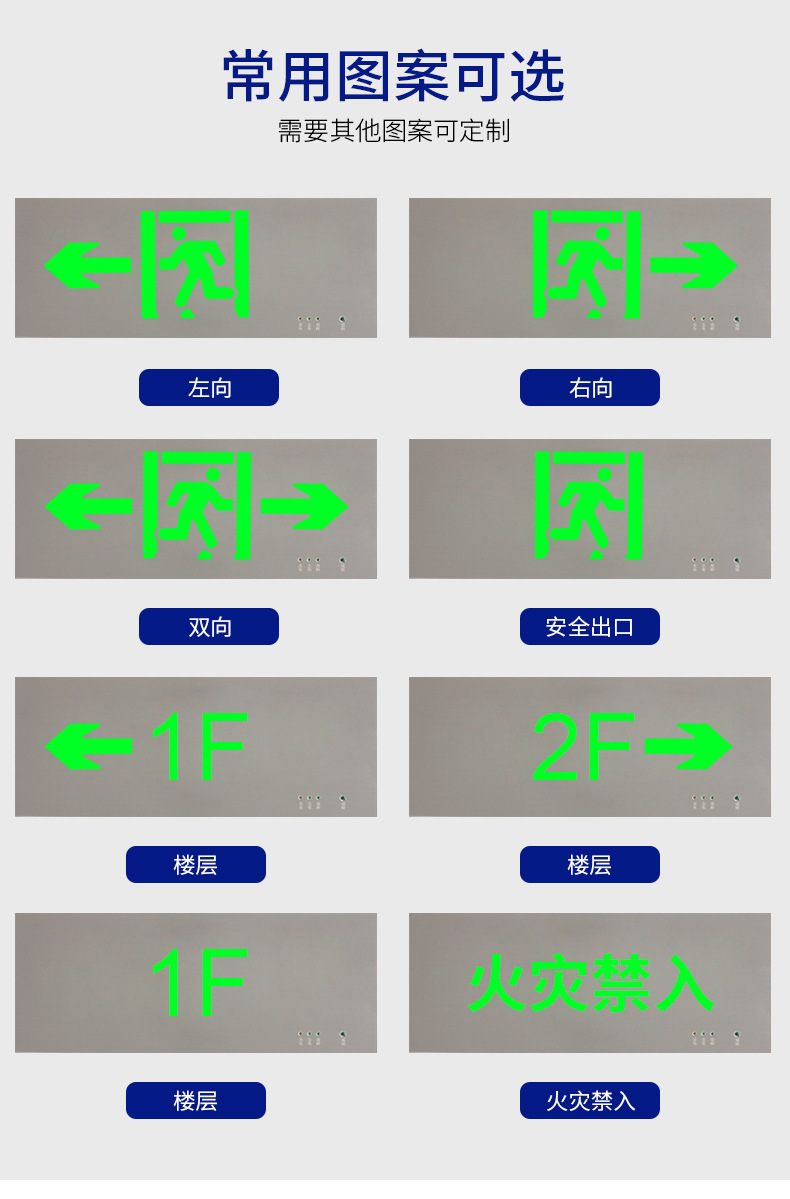 不锈钢安全出指示牌消防应急灯led楼道通道标志疏散指示灯