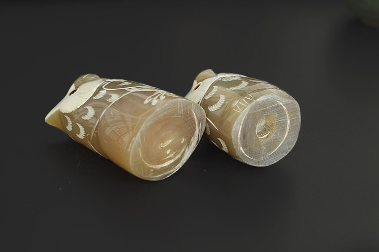 创意款和美 天然牦牛角手工雕刻猫头鹰摆饰 简约中式动物摆件批发