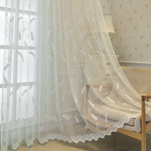美式窗纱窗帘跨境欧美麦穗提花窗帘客厅卧室亚马逊成品窗帘布厂家