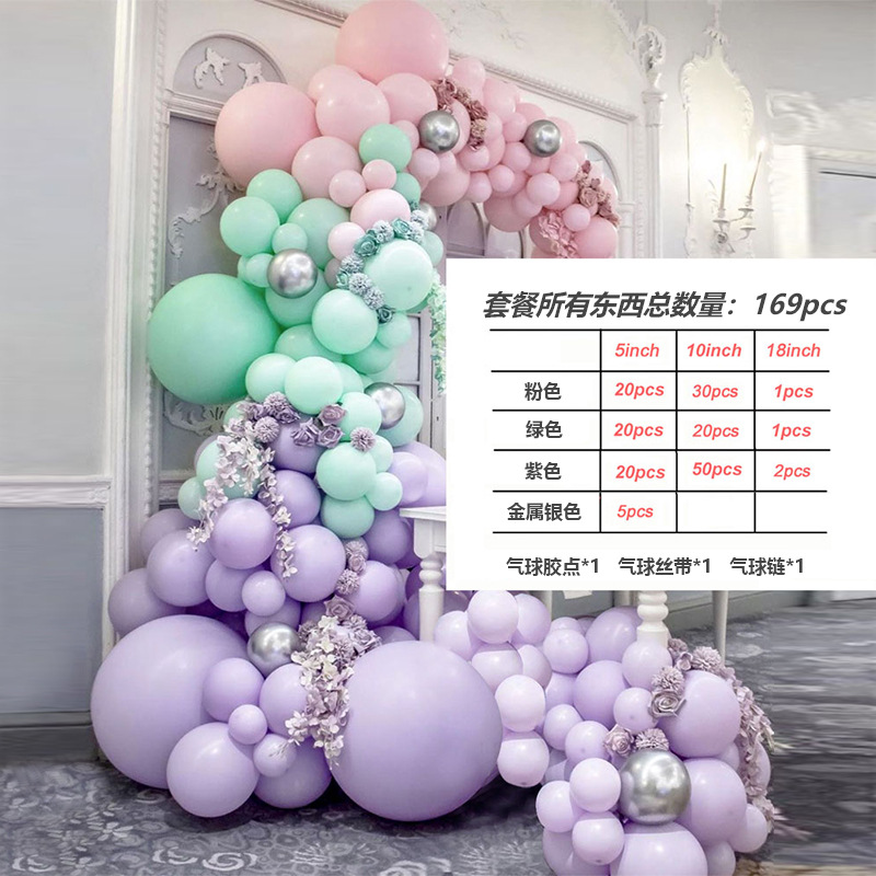 Garland High-Profile Figure Balloon Chain Package Macaron Rubber Balloons Set Birthday Party Wedding Room Wedding Decoration