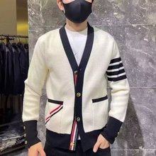 2023秋冬季新款针织开衫男士韩版潮流时尚V领男士高端设计感外套