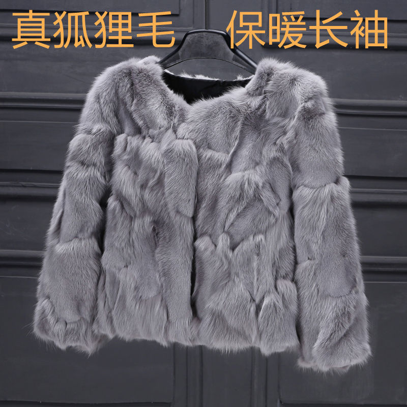 秋冬女新款真毛皮狐狸毛外套女年轻款时尚修身显瘦皮毛一体短款