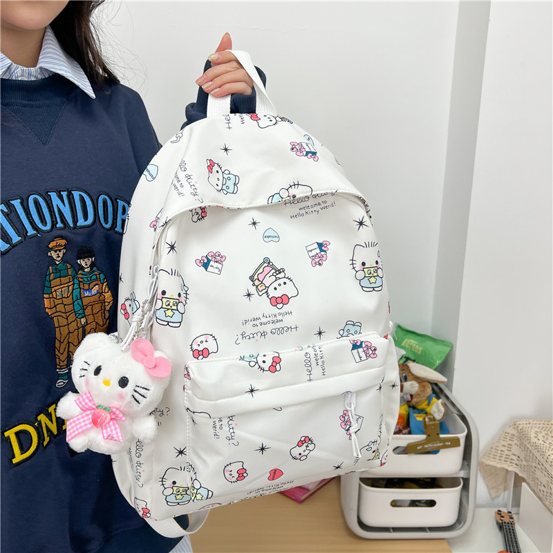 printed graffiti student female backpack waterproof backpack sanrio  minority all-match schoolbag korean girl