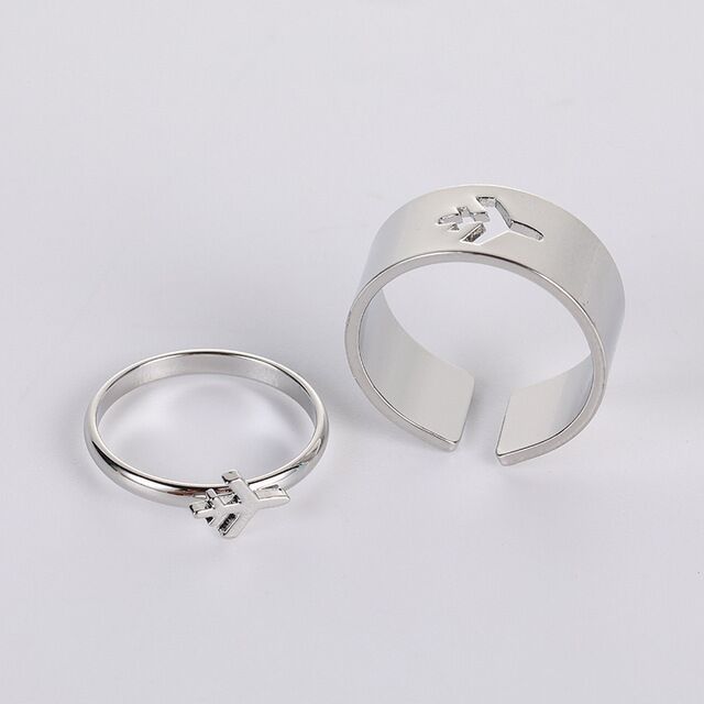 Europe and America Cross Border Creative Butterfly Ring Index Finger Ring Ring Suit 2 Set Open Ring Couple Couple Rings