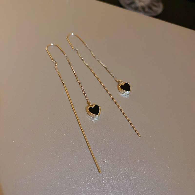 Real Gold Electroplated Silver Needle Diamond-Studded Tassel Earrings Temperament Entry Lux Long Stud Eardrops High-Grade Earrings Wholesale for Women