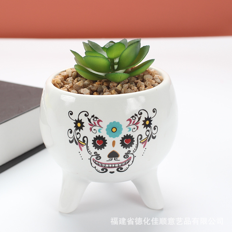 Creative Ceramic Flower Pot Decals Modeling Pen Holder Home Wholesale Office Succulent Decoration Ceramic Small Vase Printing