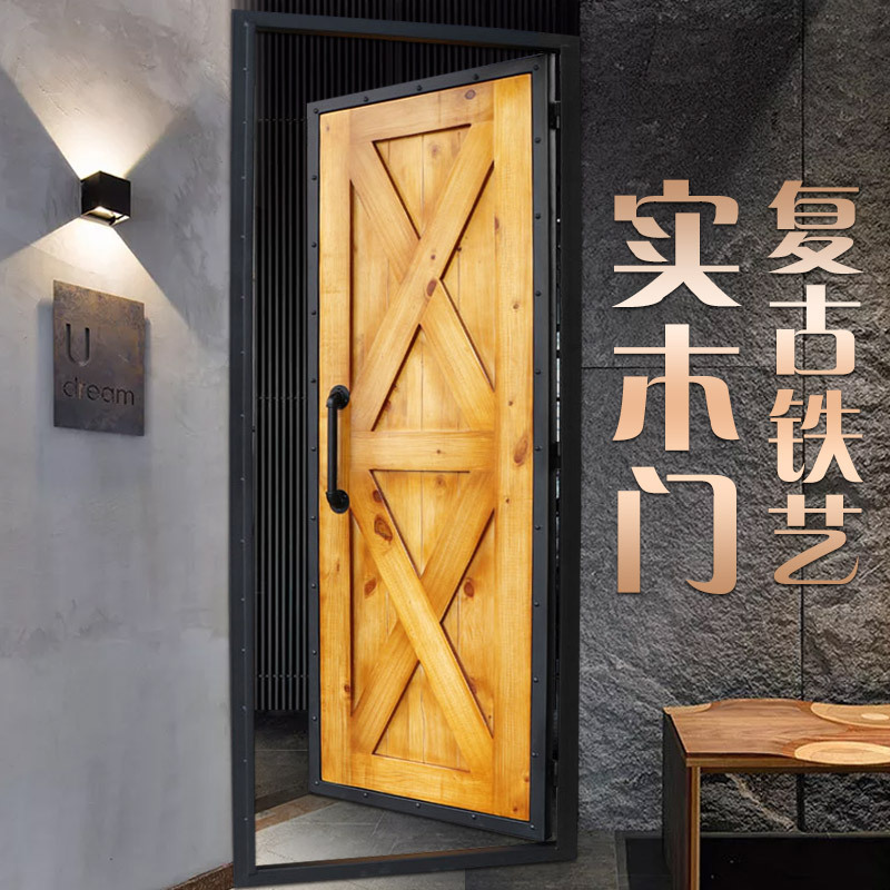 铁艺复古工业风实木门餐厅创意卫生间门谷仓卧室内家用厨房推拉门