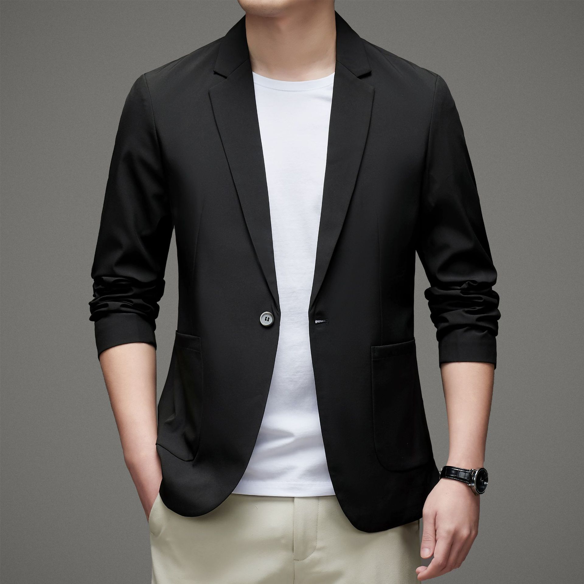 2022春季潮款西服男潮流休闲外套青年商务正装痞帅英伦小西装男