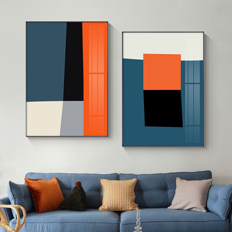 创意轻奢玄关装饰画莫兰迪色现代简约墙上挂画几何抽象色块墙壁画