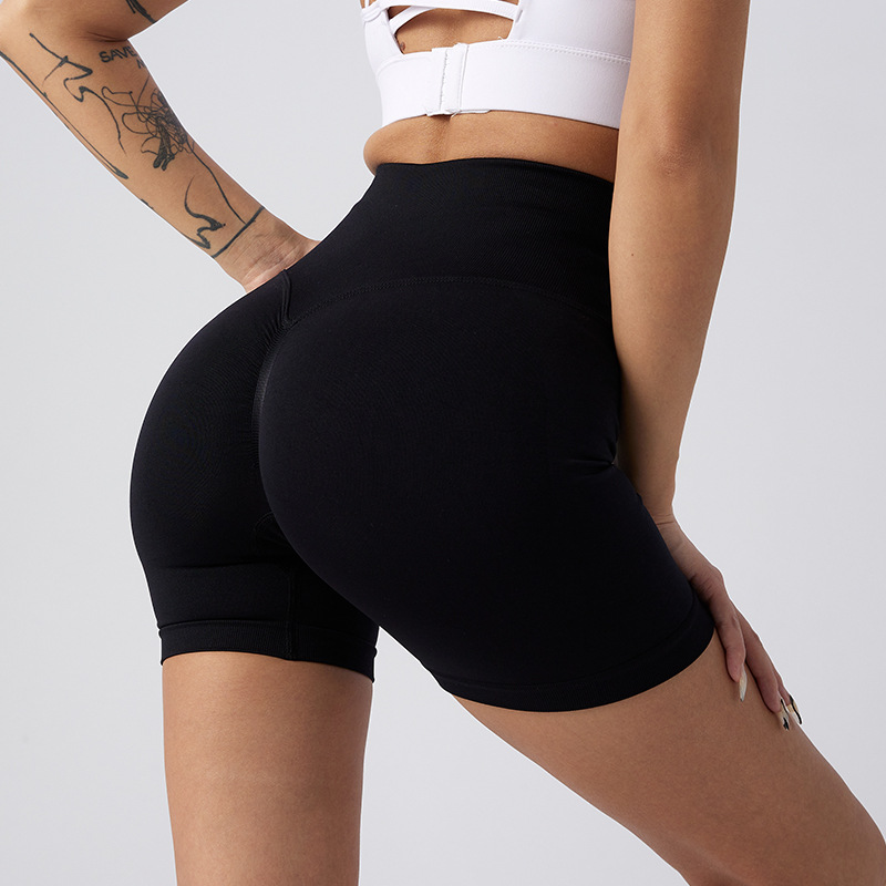 High Waist Hip Lift Outerwear Fitness Pants Women's Sports Belly Contracting Cycling Tights Internet Celebrity Peach Hip Yoga Short Shorts