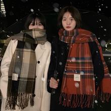 【黛绿】暖冬巧克力～韩国代购格纹围巾女秋冬季保暖披肩围脖两用