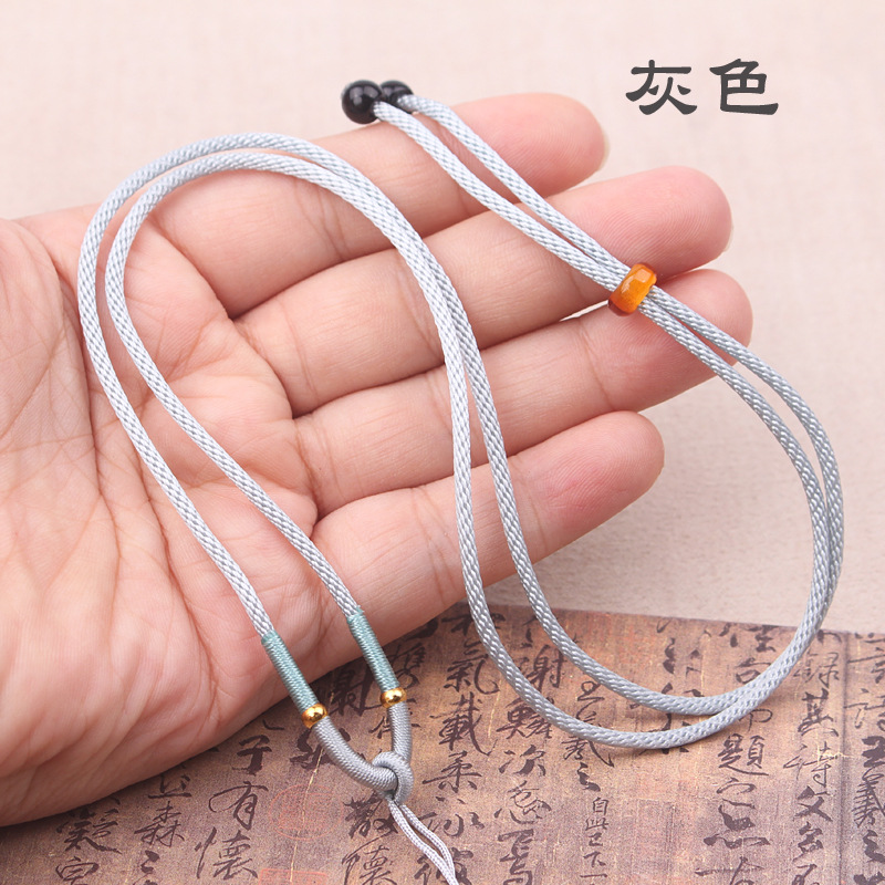 伸缩吊坠挂绳男女黑红项链绳编织玉佩平安扣抽拉挂坠挂脖子绳批发