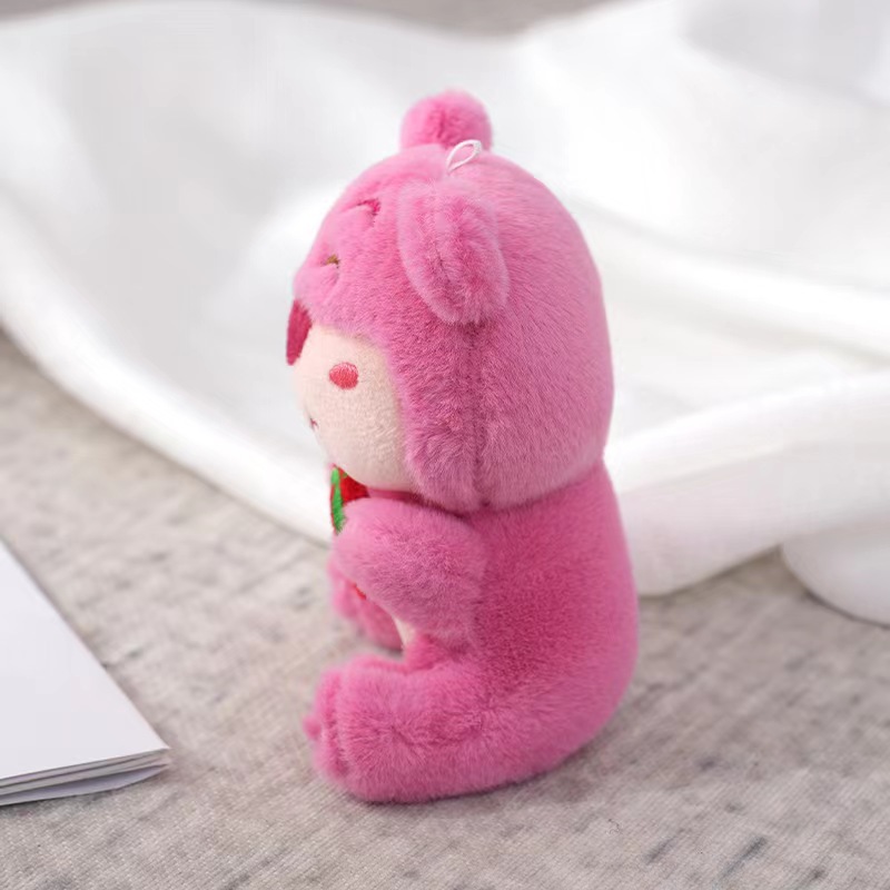 呆萌粉色草莓熊玩偶卡通 服装配饰房间宿舍摆件儿童玩具布娃娃