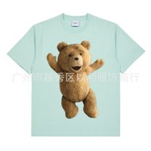 韩国设计师款潮牌ted2贱熊泰迪熊短袖T恤宽松休闲高克重mone