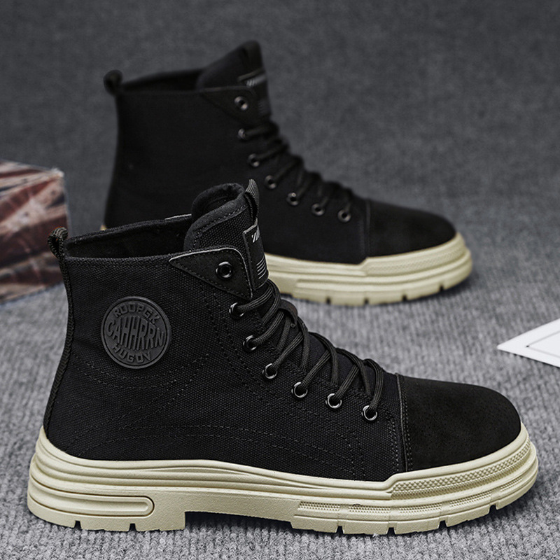 Men‘s Shoes Autumn and Winter New Casual Shoes Fashion Outdoor Dr. Martens Boots Trendy High Top Canvas Shoes Korean Style Personality Work Shoes