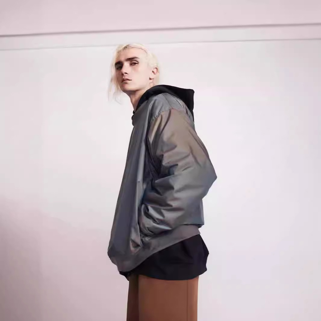 fog fear of god 6thjerry镭射金属炫彩变色高街双层圆领套头上衣