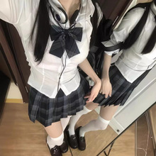 JK制服裙正版高腰百褶半身裙女校供感狗短格裙春夏