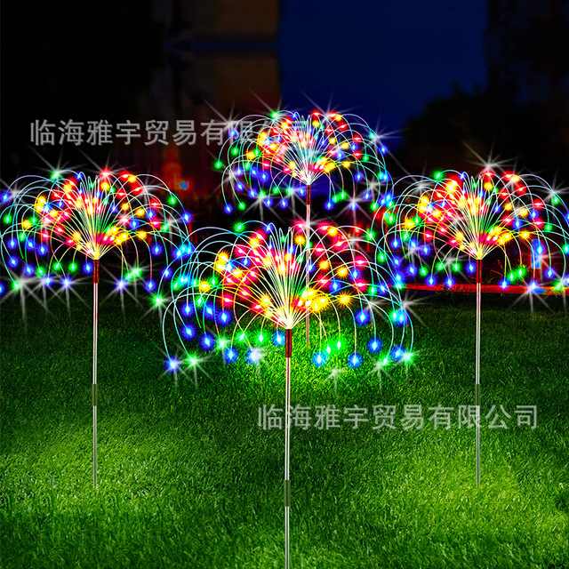 Led Solar Floor Outlet Fireworks Lamp 8 Mode Dandelion Lighting Chain Outdoor Festival Courtyard Garden Decoration Lawn Lamp