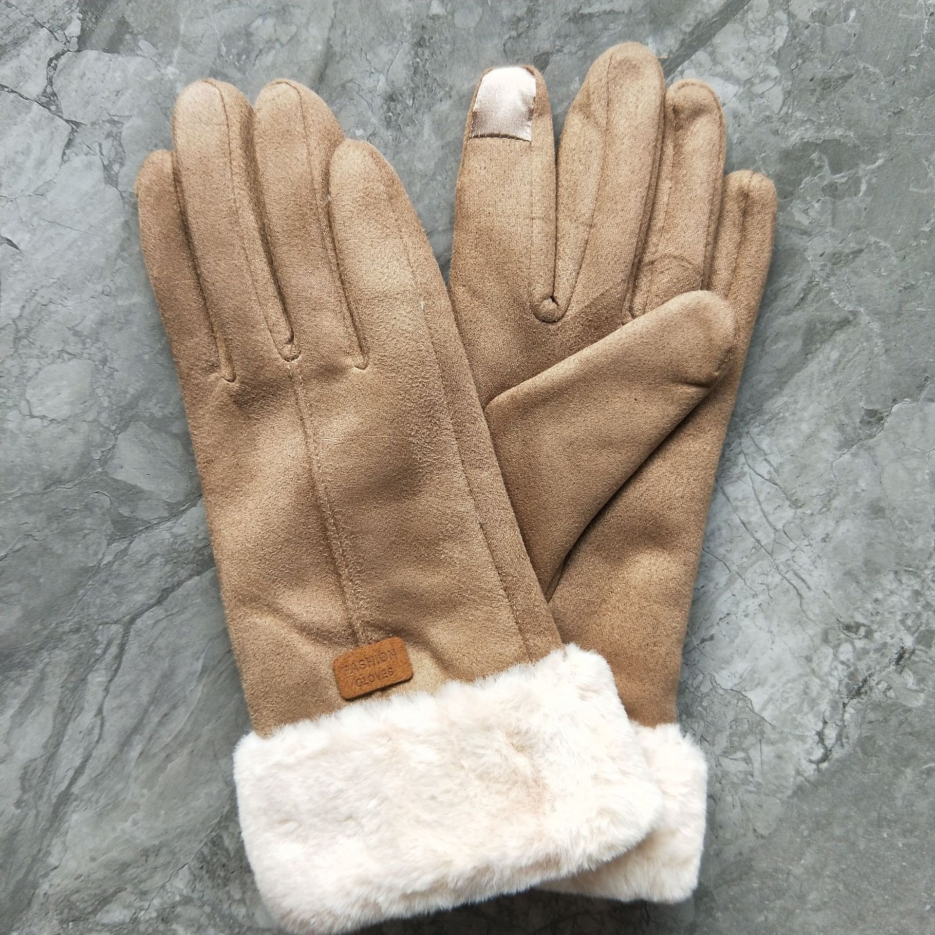 Suede Warm Gloves Winter Fleece-lined Thickened Korean Style Gloves Girls Autumn and Winter Outdoor Cycling Cold Protection Gloves