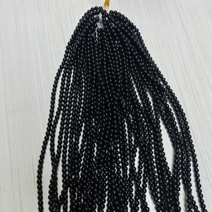 巴西天然黑玛瑙圆珠隔珠手链耳环发簪手工diy配件直孔(多尺寸)