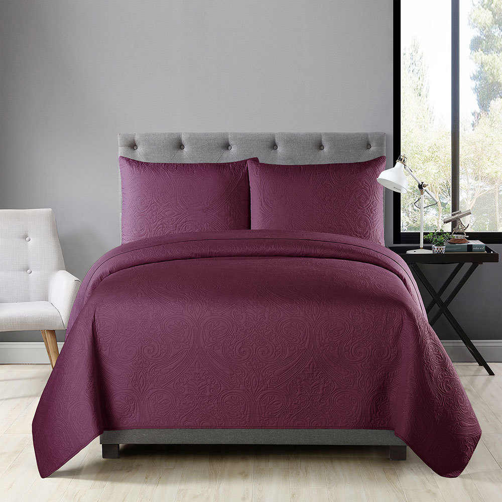 Cross-Border Bedding Solid Color Quilt Quiltedtextiles Three-Piece Ultrasonic Embossing Summer Air Conditioning Duvet Four Seasons Universal