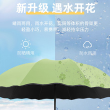 新款8骨手动雨伞大号女士双人晴雨两用折叠加固加厚遇水开花伞