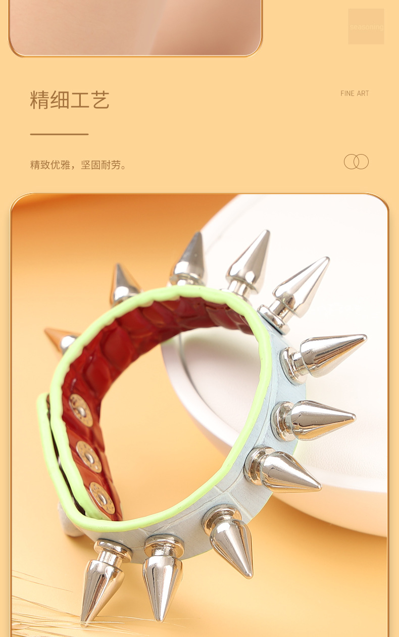 sm情趣带刺手环真皮捆绑手铐夫妻调教情趣性玩具时尚手上饰品代发