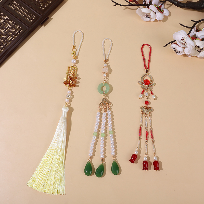 National Trendy Style Cheongsam Overlapping-Weight Original Antiquity Pendant Brooch Chinese Traditional Costume Tea Clothing Tassel Retro Chinese Makeup Ornament Women