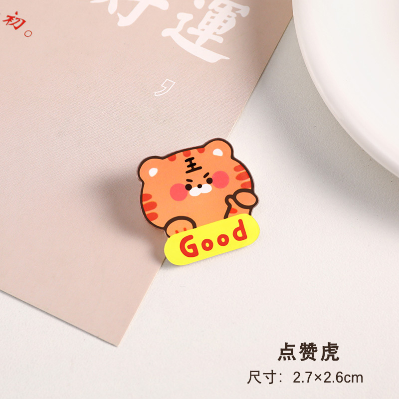 Cute Little Tiger Brooch Student Cartoon Fashion Individual Badge Tiger Year Acrylic Bag Ornaments Small Jewelry