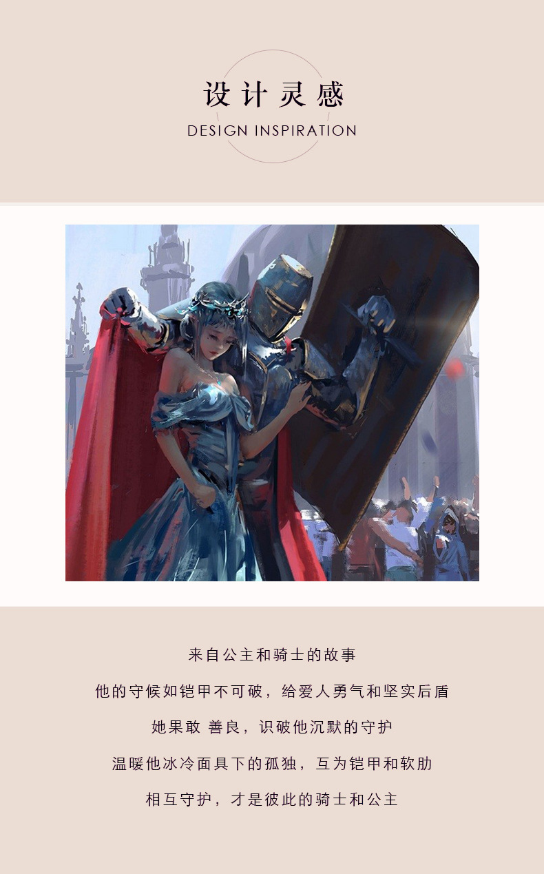 原创公主与骑士情侣手绳男女纯银手链时尚百搭ins小众异地恋手饰