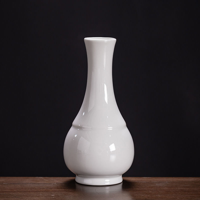 观音玉净瓶白瓷陶瓷水培花插瓷器小葫芦花瓶花器家居饰品茶道摆件