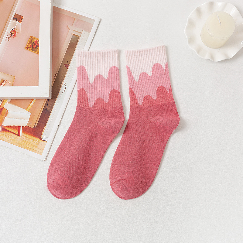 Ice Cream Socks Women's Japanese and Korean Mid-Calf Ins Trendy Cream Ice Cream Socks Spring and Autumn Comfortable Sweat-Absorbent Factory Direct Supply
