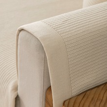 四季通用简约棉麻原色现代编织工艺加厚盖巾防滑品质组合沙发垫