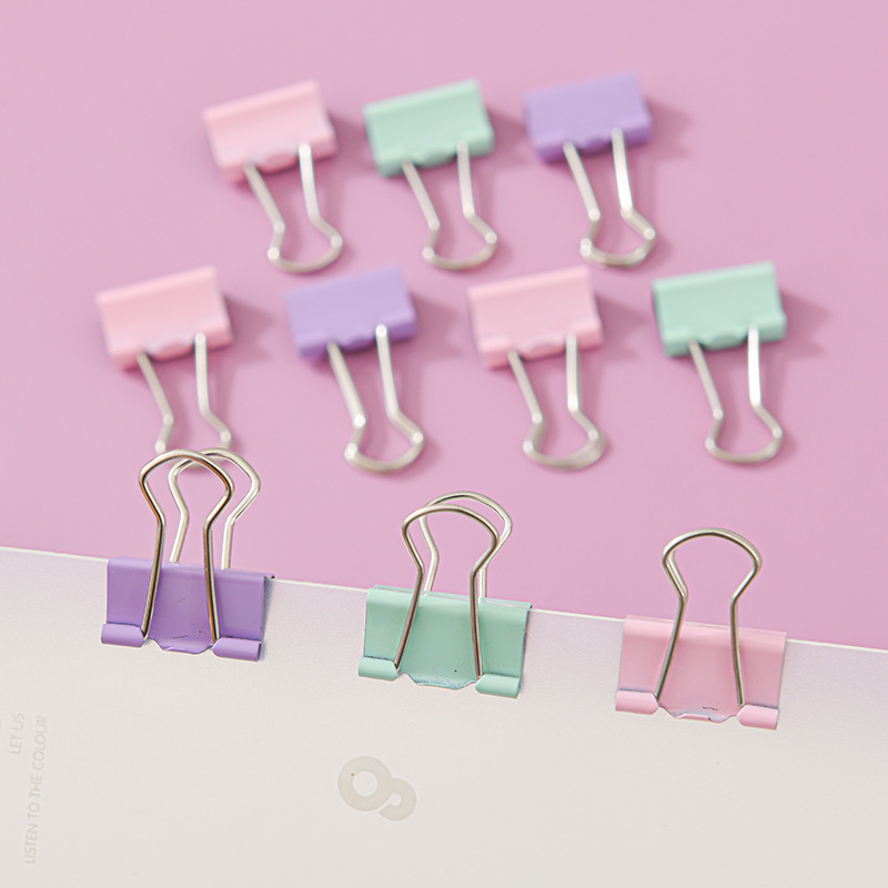 Factory Customized Macaron Color Paper Clip Drawing Pin Binding Office Set Long Tail Clip Rubber Band Student Cultural and Creative Combination