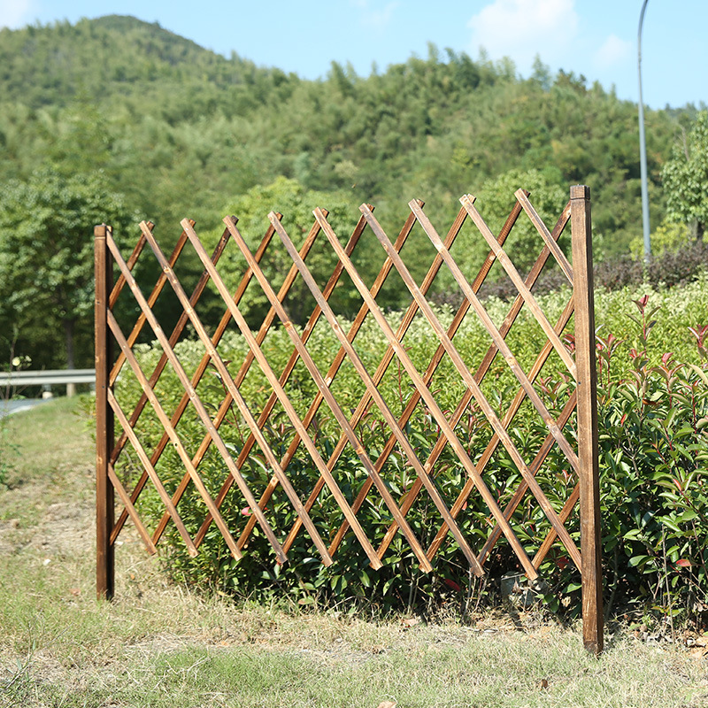 防腐实木伸缩栅栏户外庭院草坪篱笆围栏隔断木网格爬藤花架园艺门