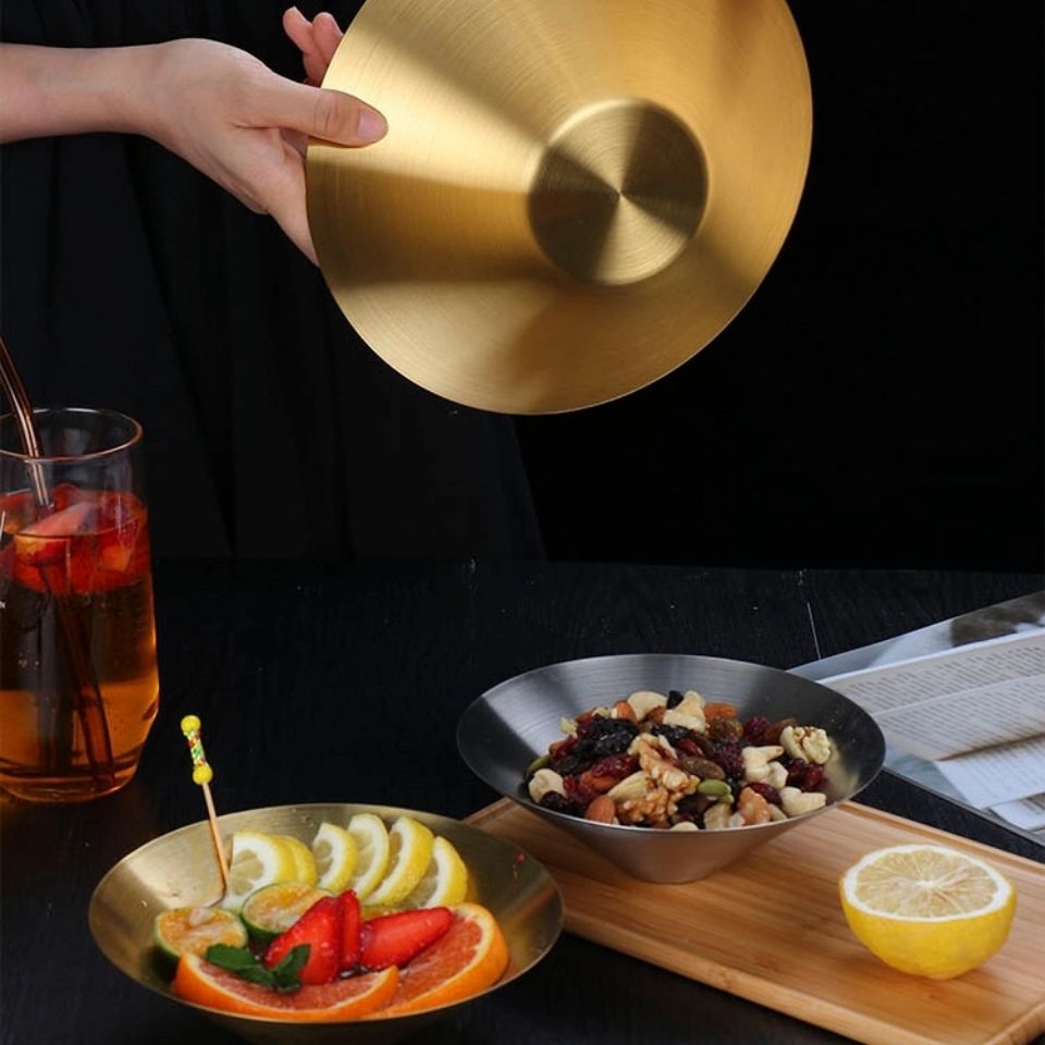 Stainless Steel Korean Style Cold Noodle Bowl 304 Single Layer Salad Bowl Cold Noodle Bowl Multi-Purpose Large Bowl Rice Risotto Bowl South Korea Noodle Bowl