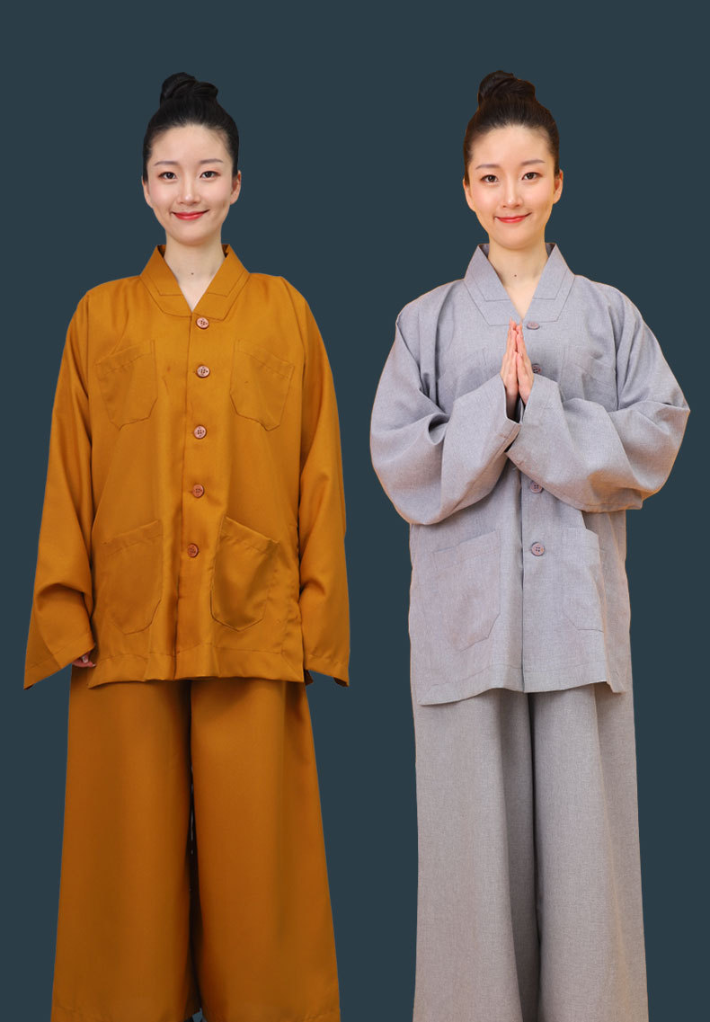 僧服和尚短褂套装出家师父尼姑传统盘扣小褂短套僧衣服春夏秋冬季
