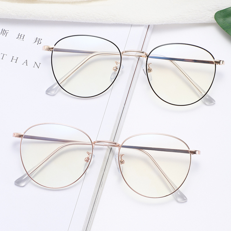 2021新款防蓝光平光镜 男女个性眼镜可配近视光学眼镜金属眼镜框